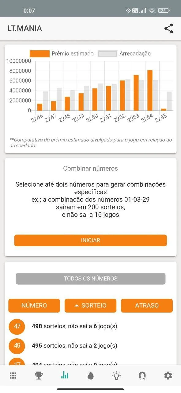 Estatística Resultado Mania UP screenshot