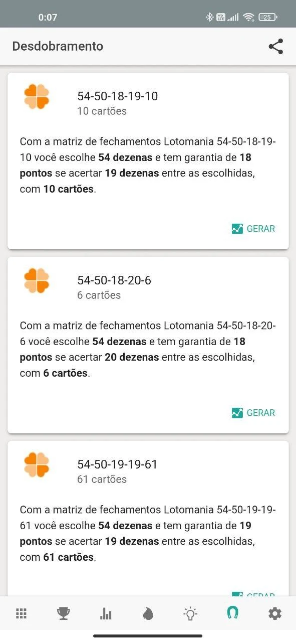 Estatística Resultado Mania UP screenshot